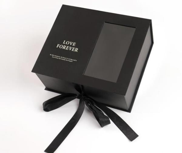 Hot Foil Flower Gift Box Eco Friendly Magnetic Gift Box With Ribbon
