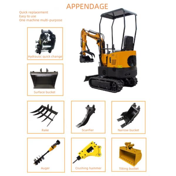 Crawler Small Excavation Equipment Hydraulic Mini Digging Machine 1 Ton For Agricultural