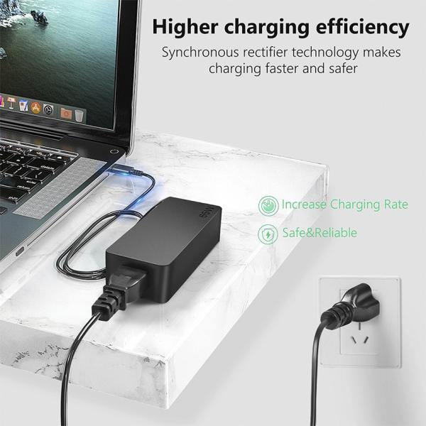 65W Desktop Power Supply Adapter with Type C Charging Wire 100-240V