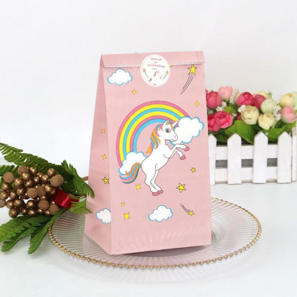 Sacos cor-de-rosa 9g do pão do papel de embalagem de Unicorn Food Packaging Paper Bag do arco-íris