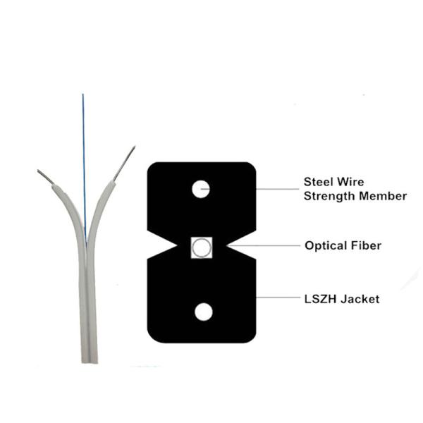 Plywood Drum FTTH Drop Fiber Optic Cable Singlemode KFRP Strength Member