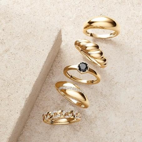 Micron Pave CZ 18K Prateado com ouro Chain Link 925 Sterling Silver Anéis femininos
