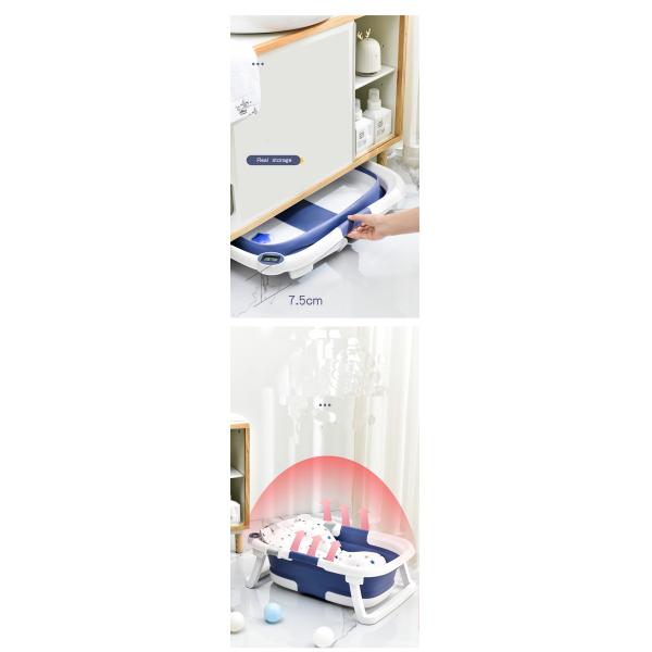 Portable Collapsible Infant Baby Bathtub Set High Temperature Resistance Carton Print