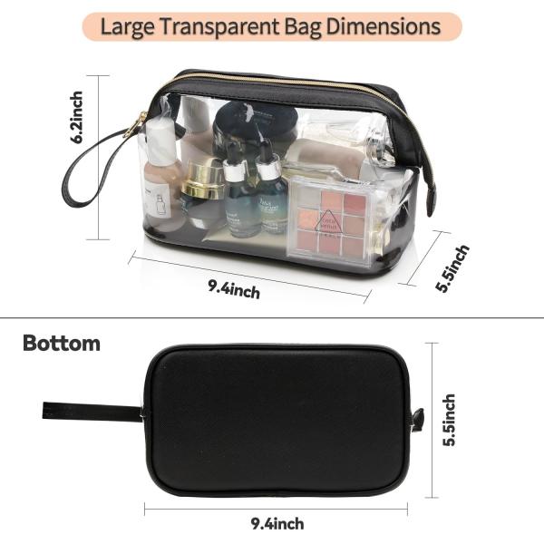 Large Travel Cosmetic Bag Waterproof  Transparent Big Makeup Bags Pouch with Zipper, Clear Toiletry Bag for Women