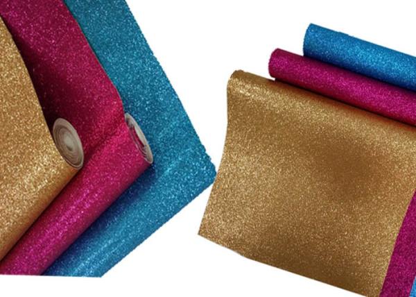 50m Rolls Champagne Gold Glitter Wallpaper , Glitter Powder Surface Glitter Feature Wallpaper