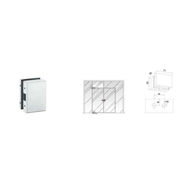 Glass Patch Fitting A-060B, Material aluminium, steel, stainless steel, finishing satin, mirror