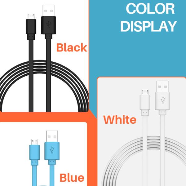 1M 2.4A Micro USB Data Transfer Cable Flat USB Charging Cable