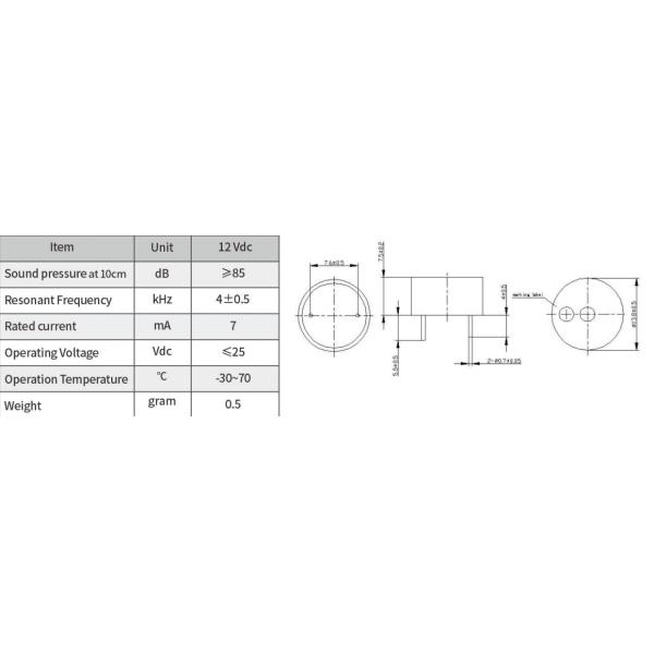 Resonant Frequency 4kHz Active Piezo Buzzer For Electric Bike Elevator
