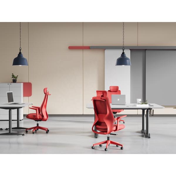 Adjustable Headrest Office Manager Chair Ergonomic Office Chair With Stainless Steel Backrest