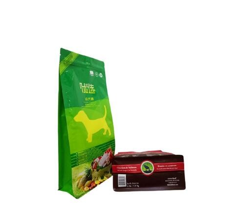 Quad sealed aluminium foil pet food bag with top resealable zipper
