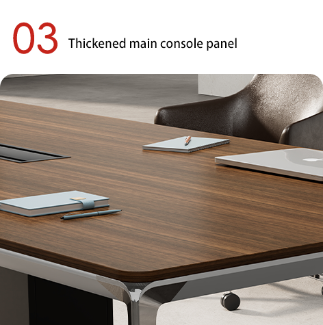 Support customization Modern Design Dark Wood Grain Conference Table With Cold-Rolled Steel Legs Office Furniture for Meeting & Negotiation Rooms