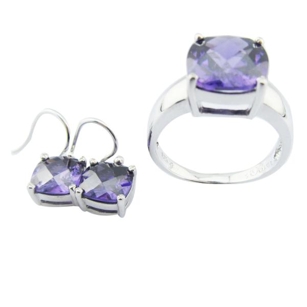Rhodium Plated Sterling Silver Jewelry Set with Classic Style Detailing