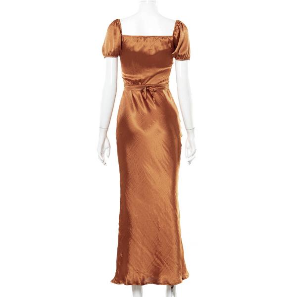 Short Sleeve Strappy Womens Party Maxi Dresses High Waist