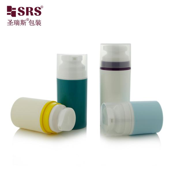 PA603 Injection personnalisée couleur brillante verte blanche violette rose ronde bouteille de lotion sans air avec pompe