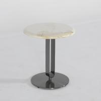 Living Room Small Stainless Steel End Table Side Table With Brushed Gold Matt Black Natural Marble Top Metal Leg