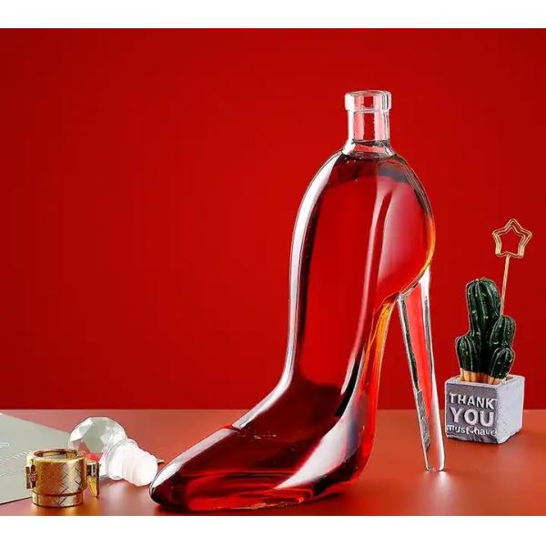 High Heel Shoe Shape Unique 500ml 750ml Capacity Whiskey Red Wine Vodka Glass Bottle