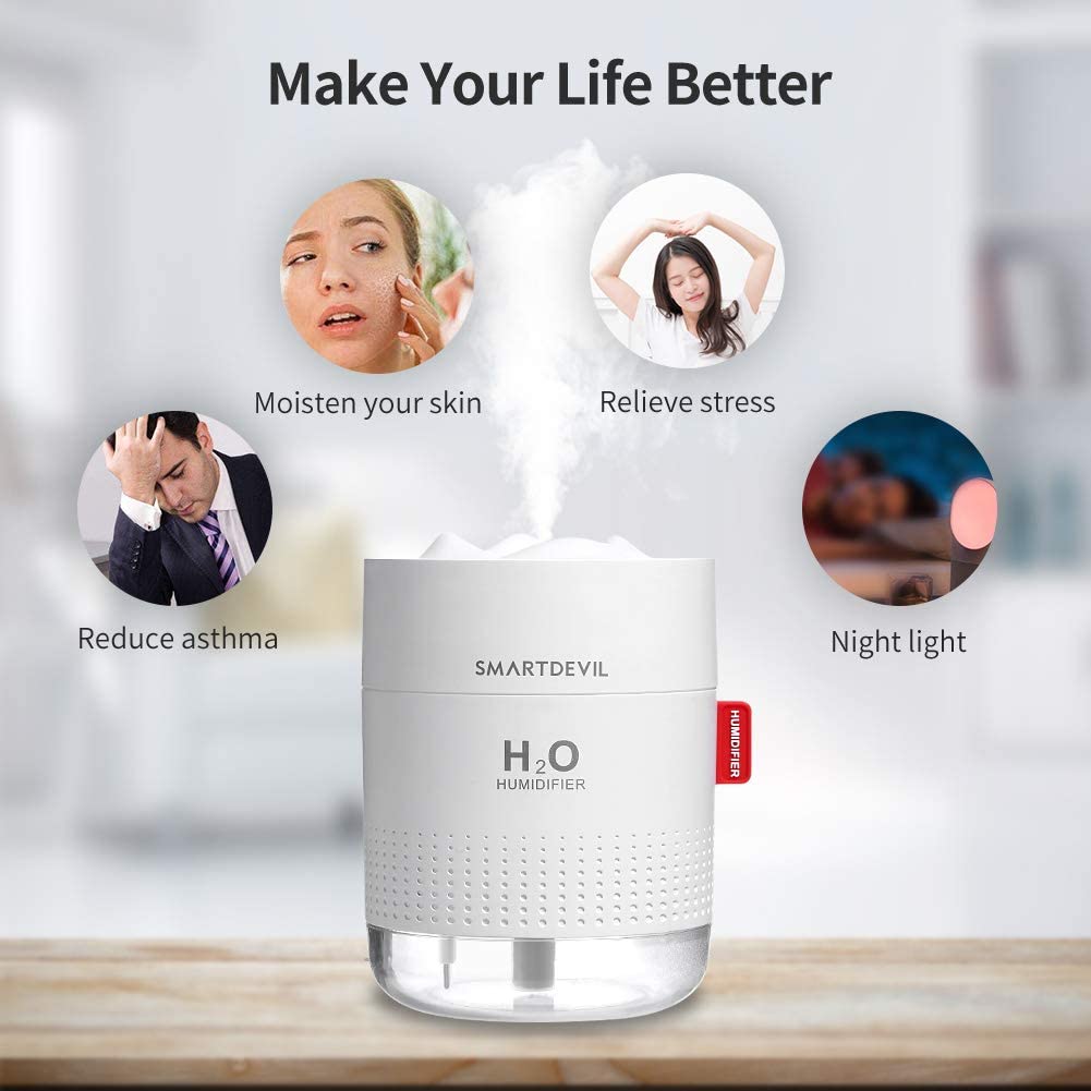 Увлажнители комнаты батареи 500ml увлажнителя воздуха 2000mAh USB SmartDevil небольшие