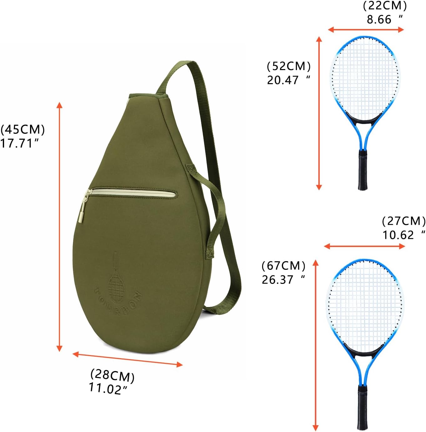 Neoprene Padded Tennis Racket Bag Protector Cover Case with Pocket | Soft Sleeve Design, 2 Compartments, Fits Tennis, Squash, Badminton Rackets, Single-shoulder or Crossbody Carrying