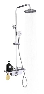 Fully Electroplated Wall Mount Shower Faucet Round Hot Cold Water Thermostatic Mixer