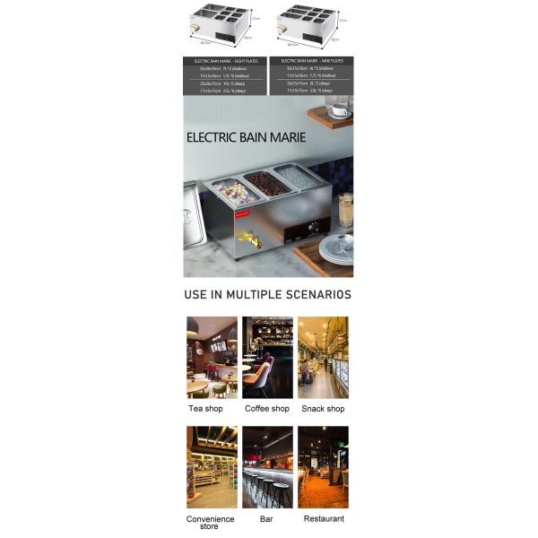 Буфет из нержавеющей стали Обогрев Bain Marie для ресторанов Сервирование Растительное питание