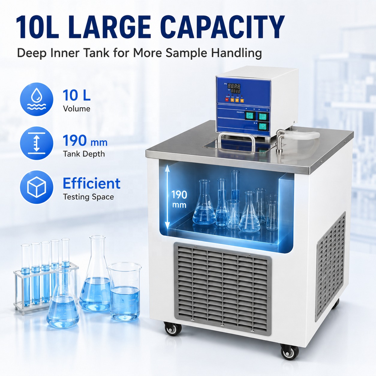 Cenlee 10L Low Temp Thermostatic Water Bath Circulator External Pump 8L/min for Food Quality Testing Laboratory Lab Water Bath