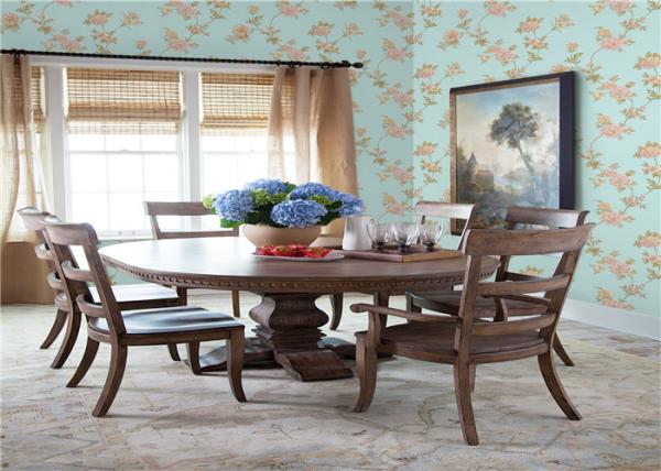 Washable Paper Backed Fabric Wallpaper , Contemporary Floral Wallpaper