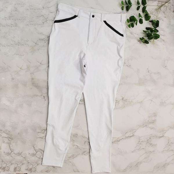 Zipper White Man'S Competition Horse Riding Reeches With Pockets