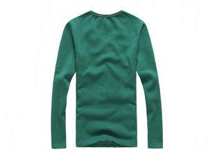 Green Long Sleeve Men's T - Shirts Casual V Neck Blank Cotton Keep Warm