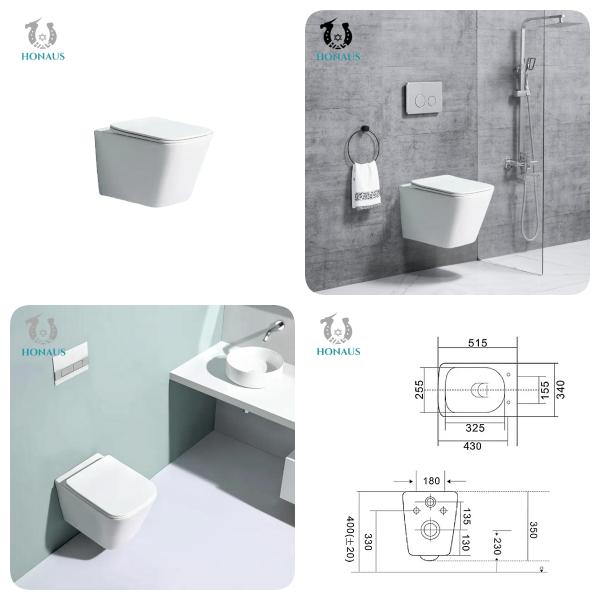 CE ROHS Restaurant Square Tankless Wall Mounted Toilet Hanging Toilet Bowl