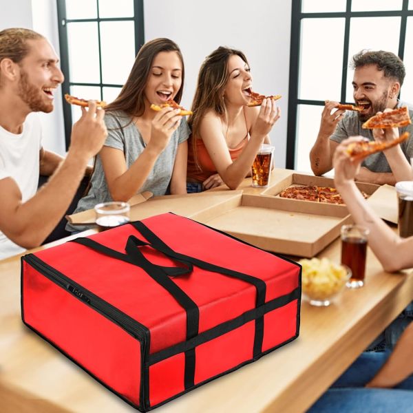 Reusable Hot Food Delivery Grocery Bag Insulated Food Thermal Pizza Shopping Bag Insulated Cooler Tote Bag Insulated Square Cooler with Logo Fresh Pizza Food Delivery Handle Wholesale Wine Cooler Bag