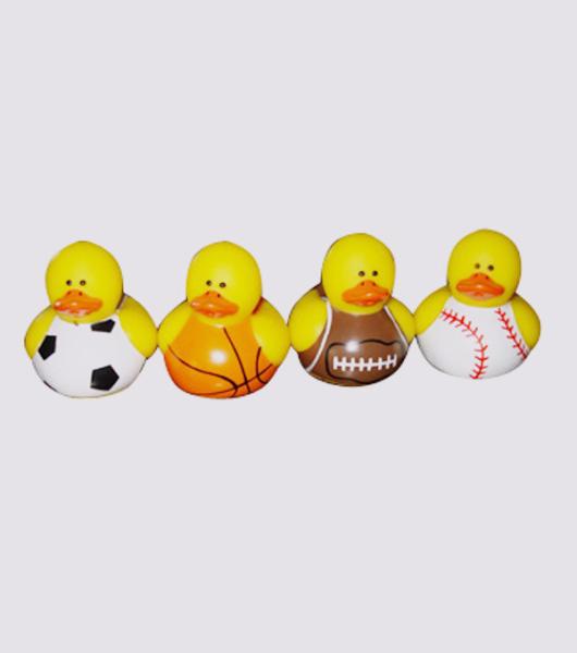 Decorated Rubber Ducks Eco Friendly PVC , Sports Themed Rubber Duck Squeaky Toy 