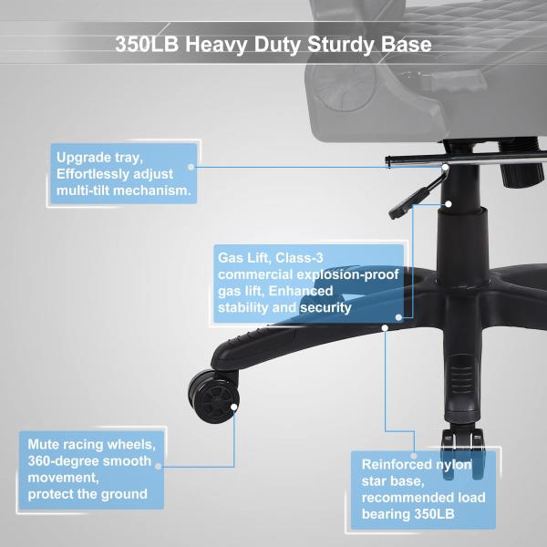 Massage Gaming Chair for Adults 350LBS Reinforced Base Adjustable Armrest Swivel Style