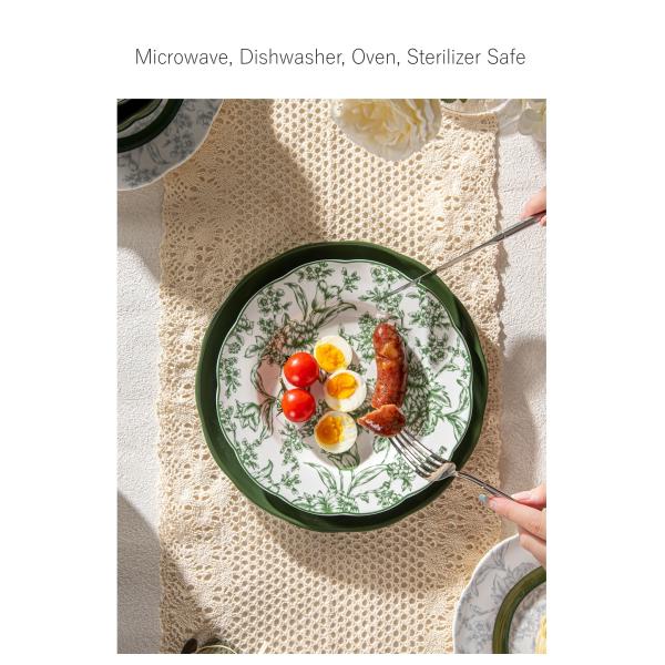 Ресторан Погода Роскошный зеленый керамический ужин с цветочным дизайном