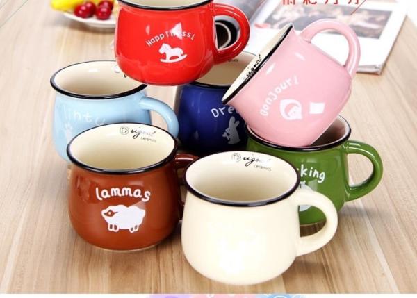 Household Goods White Porcelain Teacup 250ml Ceramic Milk Cup With Handle