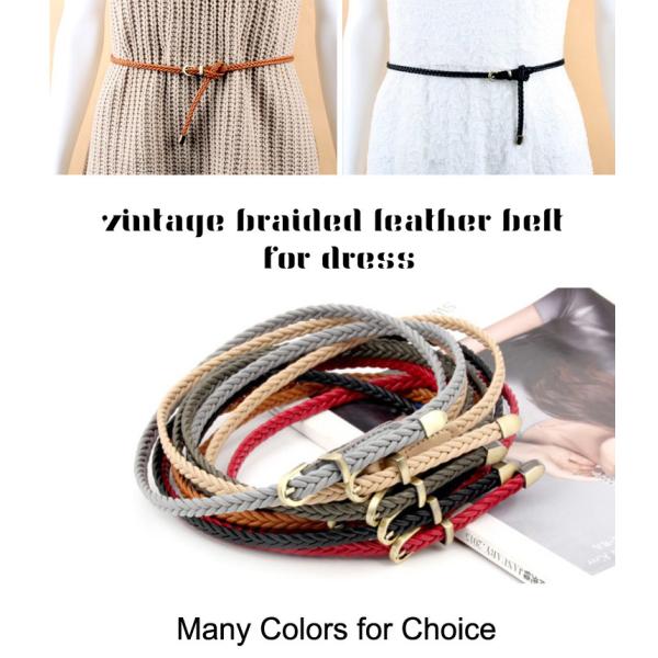 PU Faux Braided Fabric Belt Leather 0.8cm Handmade Skinny Lady Dress