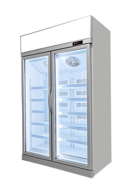 Greenhealth Commercial Display Freezer Vidro Transparente Prata Inverter Freezer Vertical