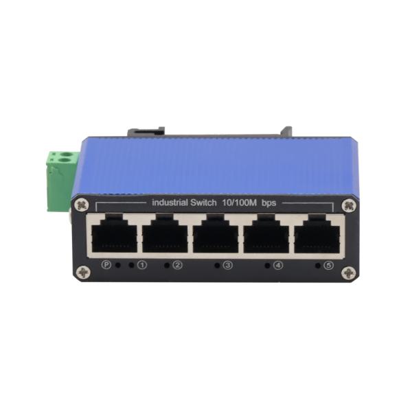 Industrial Mini Ethernet Switch 5 Port 10/100Mbps DIN Rail Mount Weatherproof