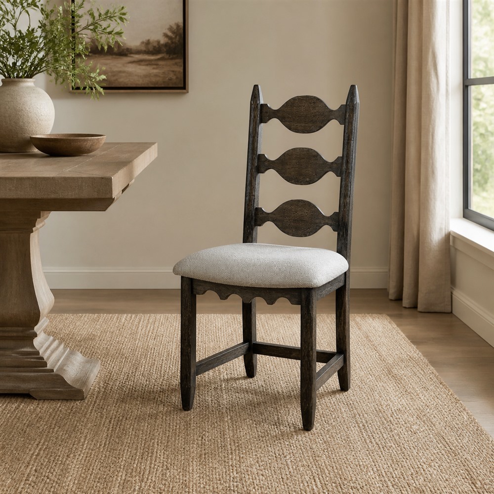 Sculpted Ladder Back Upholstered Dining Chair CYC-056