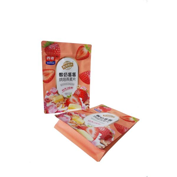 Fermeture à glissière à fond plat sac haut pour fruits surgelés et le yogourt cuisson de farine d'avoine