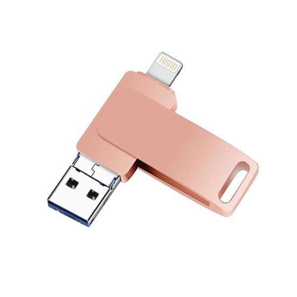 High Quality 3 in 1 Fast Transfer USB Flash Drive with USB 3.0, Type-C and Lightning Connector
