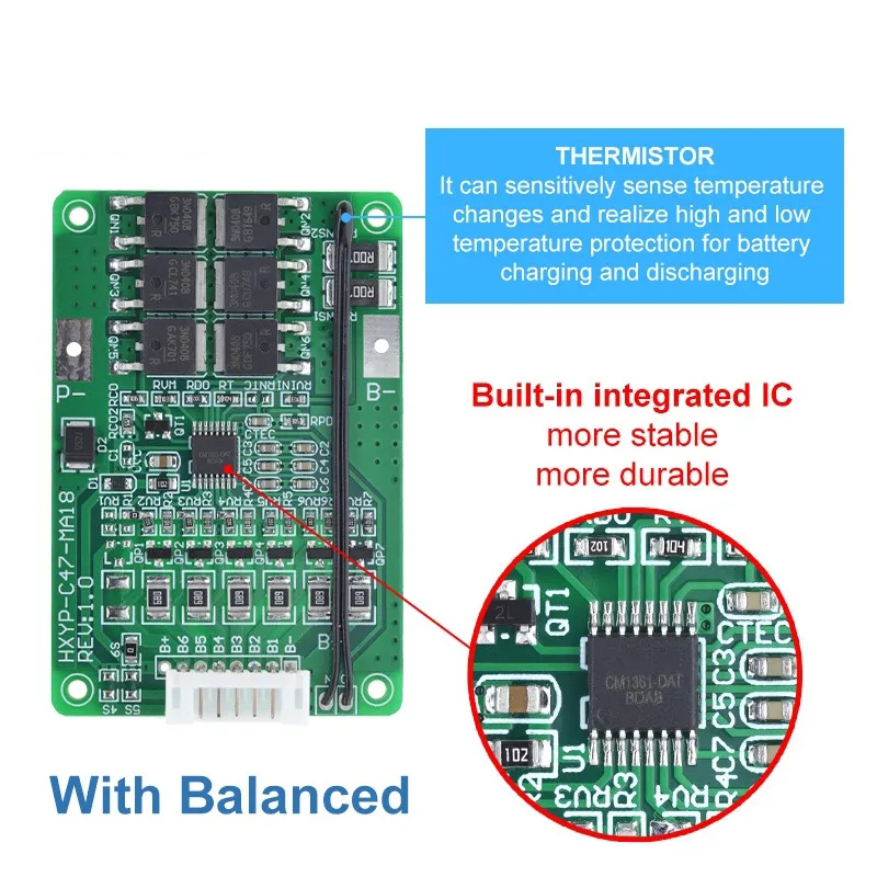 4S/5S/6S/7S BMS 48V Lithium Battery Charger 16.8V-21V 20A 18650 Lmo Ternary Temperature Protection Balance Board PCB PCBA
