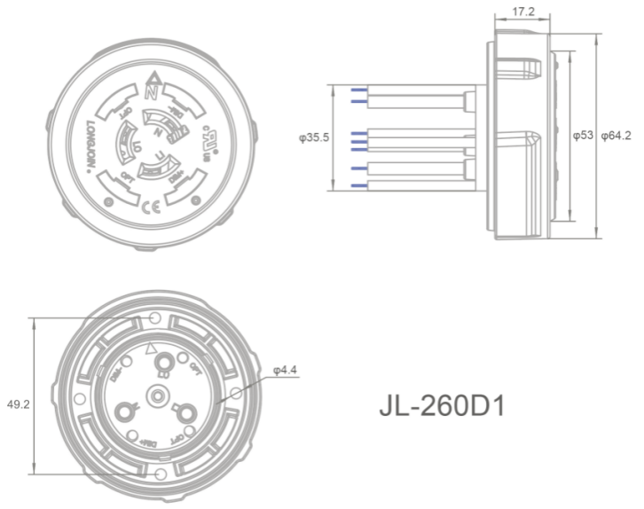 15A High Current Load Flagship Slim Dimming Receptacle 7P Flagship Ultra Thin Waterproof Rotatable Version