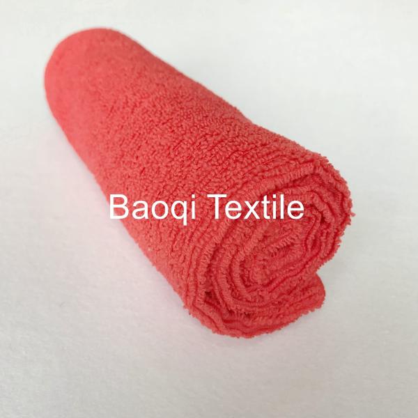 Red solid stripe 100% poly bathroom absorbent water drying wipe,cake towels  kitchen cleaning rags size 38*51cm