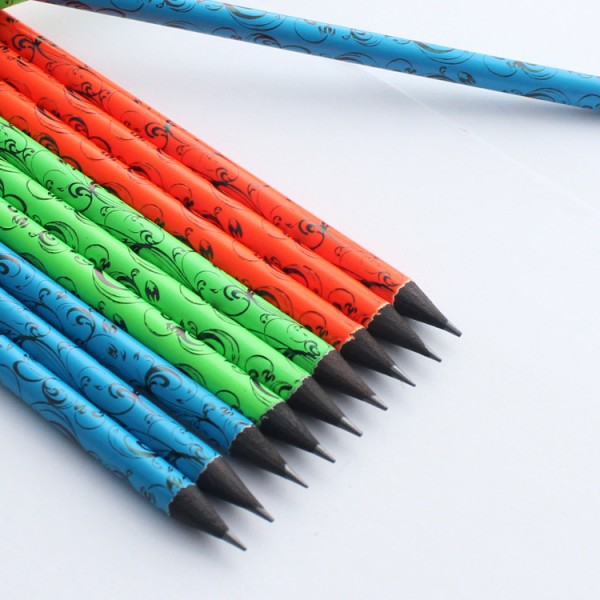 Presharpened 12pcs graphite pencil close top heat transfer black HB wood pencil