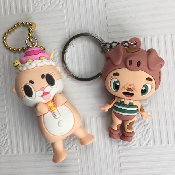 OEM Logo Anime Soft Pvc Car Key Charm , Cute Keychain Holder Embossing Printing