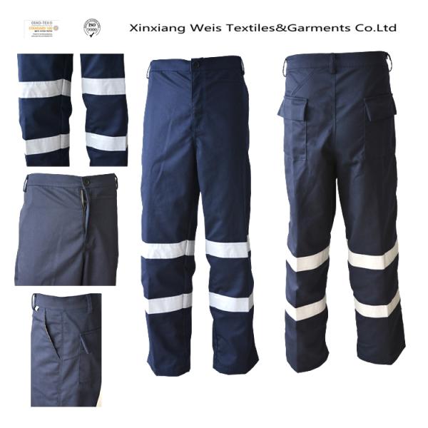 High Vis 65% Polyester 35% Cotton Double Reflective Tape 260gsm Work Pants