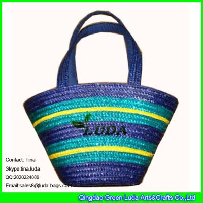 LUD2012 summer straw bag striped wheat straw beach bags for kids