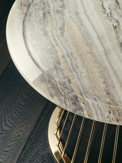 Round Custom Made Furniture Marble Coffee Table With Stainless Steel Base