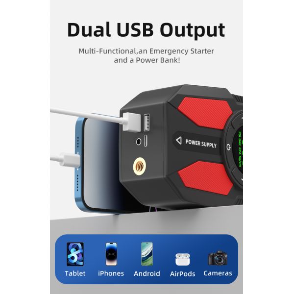 12V Multifunction Automobile Jump Starter For Car  Emergency Jump Starter With Tire Inflator