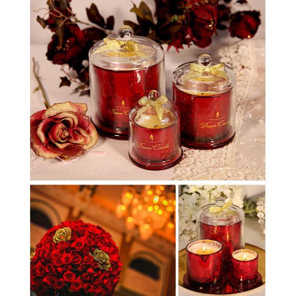 Fashion Scented Jar Candle Soy Wax Carved Glass Domed Candle Jar For Home / Wedding
